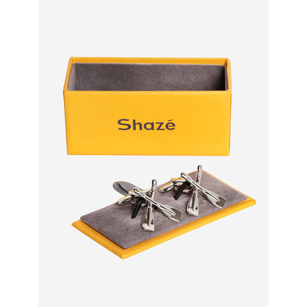 Shaze Silver Rhodium-Plated Shovel Cufflinks
