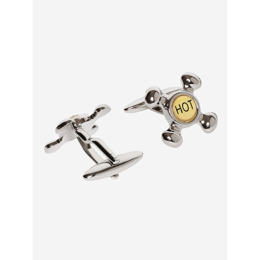Shaze Silver Rhodium-Plated Knob Cufflinks