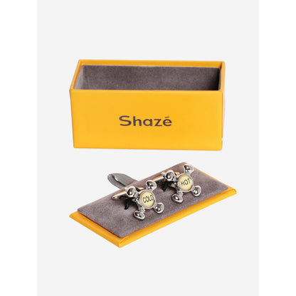 Shaze Silver Rhodium-Plated Knob Cufflinks