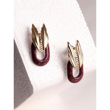 Shaze Gold Rhodium-Plated Cubic Zirconia Pinion Stud Earrings for Women