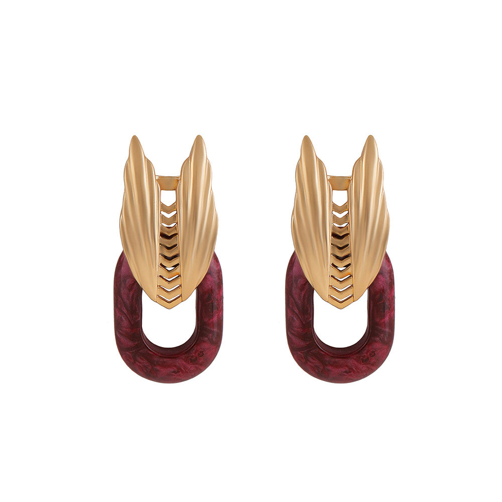 Shaze Gold Rhodium-Plated Cubic Zirconia Pinion Stud Earrings for Women