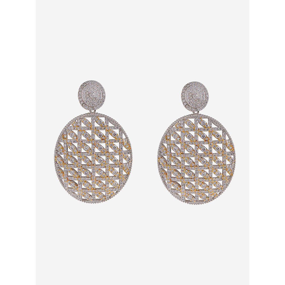 Shaze Gold Rhodium-Plated Cubic Zirconia Weave Drop Earrings for Women