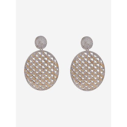 Shaze Gold Rhodium-Plated Cubic Zirconia Weave Drop Earrings for Women