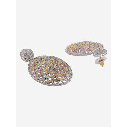 Shaze Gold Rhodium-Plated Cubic Zirconia Weave Drop Earrings for Women