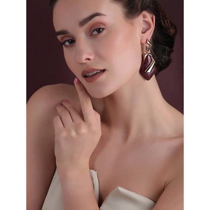 Shaze Gold Rhodium-Plated Cubic Zirconia Debonair Drop Earrings for Women