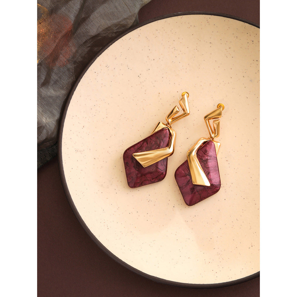 Shaze Gold Rhodium-Plated Cubic Zirconia Debonair Drop Earrings for Women