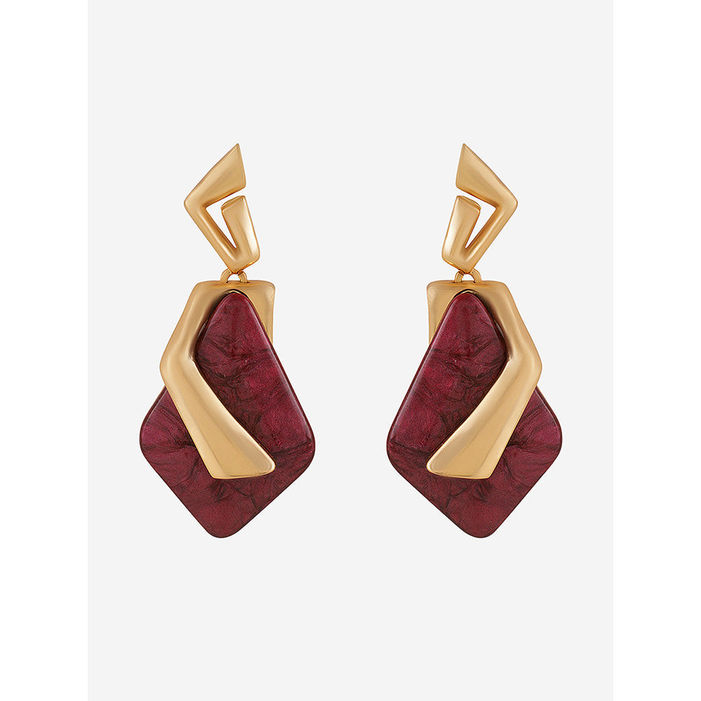Shaze Gold Rhodium-Plated Cubic Zirconia Debonair Drop Earrings for Women