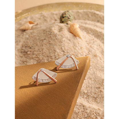 Shaze Silver Rhodium-Plated Cubic Zirconia Coeval Stud Earrings for Women