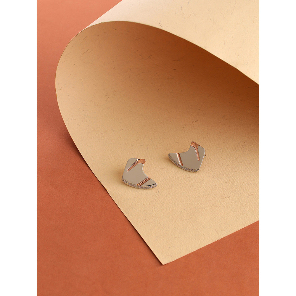 Shaze Gold Rhodium-Plated Cubic Zirconia Newfangled Stud Earrings for Women