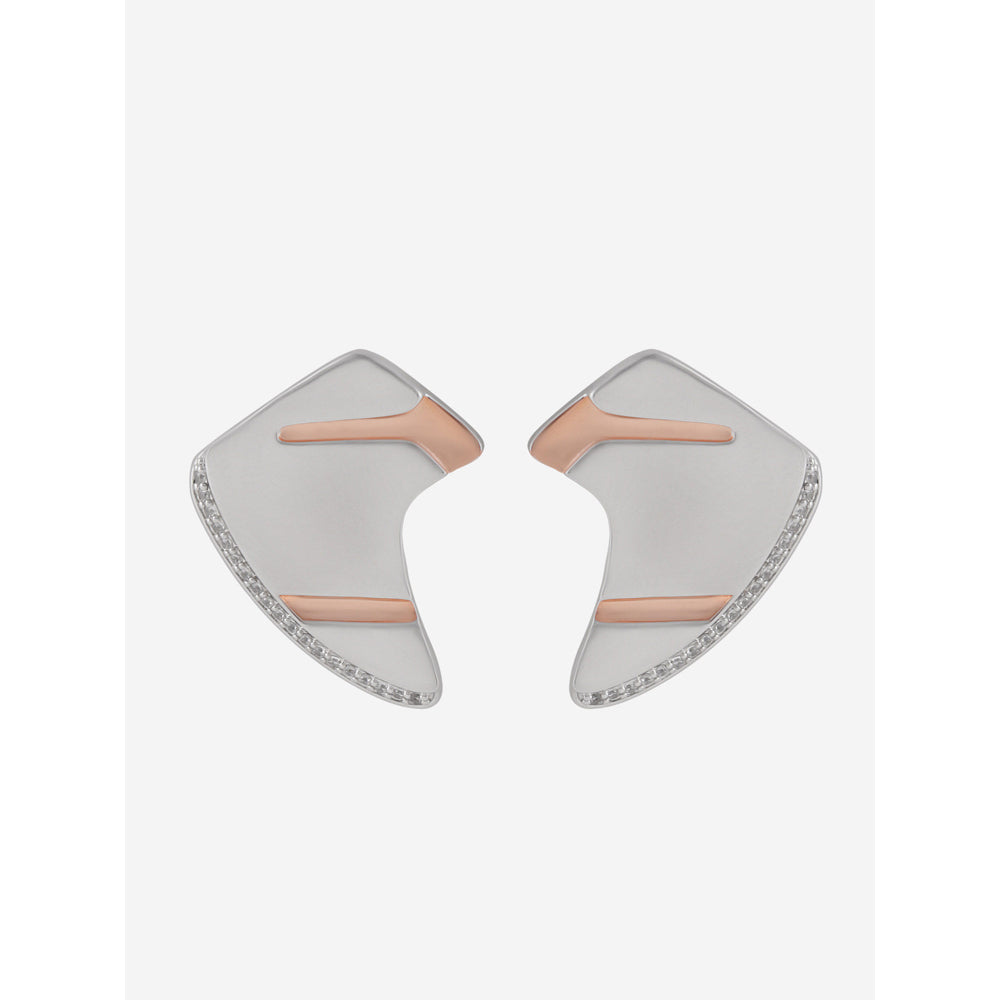 Shaze Gold Rhodium-Plated Cubic Zirconia Newfangled Stud Earrings for Women