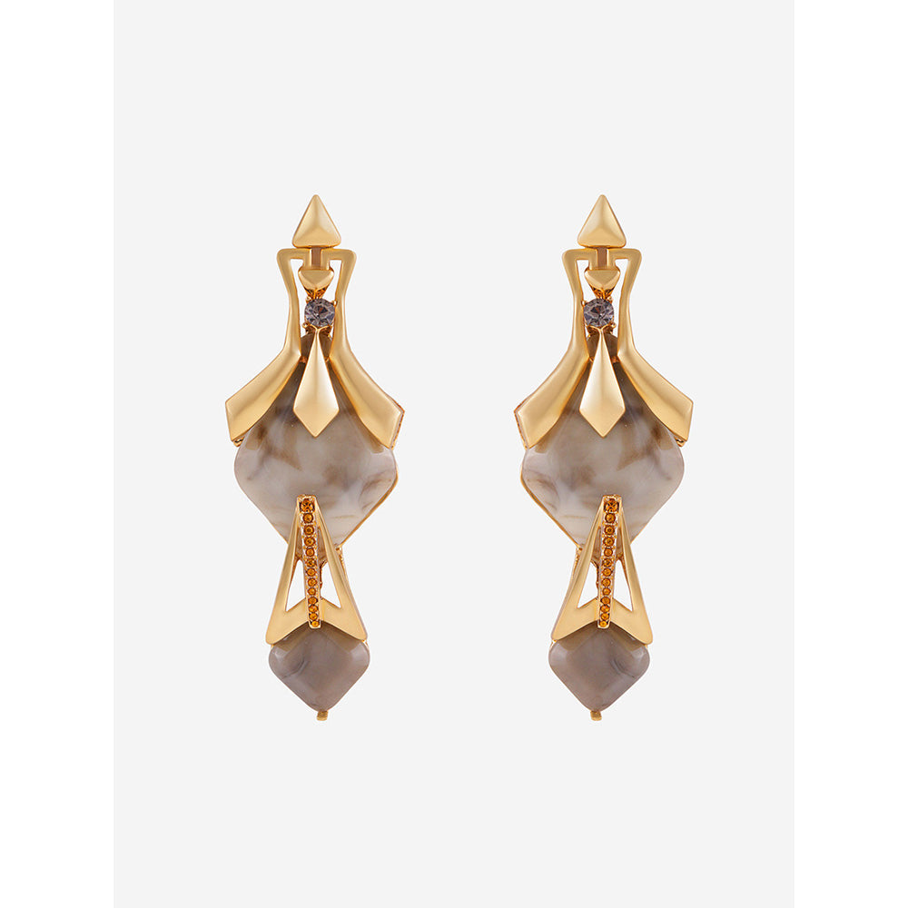 Shaze Gold Rhodium-Plated Cubic Zirconia Cantilever Drop Earrings for Women