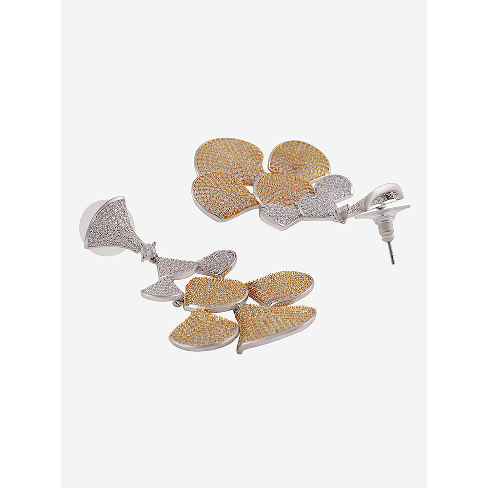 Shaze Gold Rhodium-Plated Cubic Zirconia Aurora Drop Earrings for Women