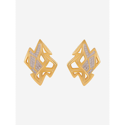 Shaze Gold Rhodium-Plated Cubic Zirconia Amoeba Stud Earrings for Women