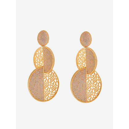 Shaze Gold Rhodium-Plated Cubic Zirconia Dual Effect Drop Earrings for Women