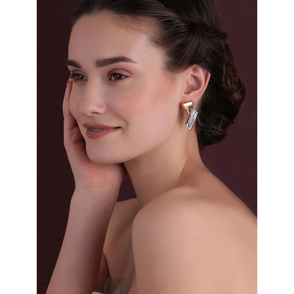 Shaze Gold Rhodium-Plated Cubic Zirconia Encrusted Drop Earrings for Women