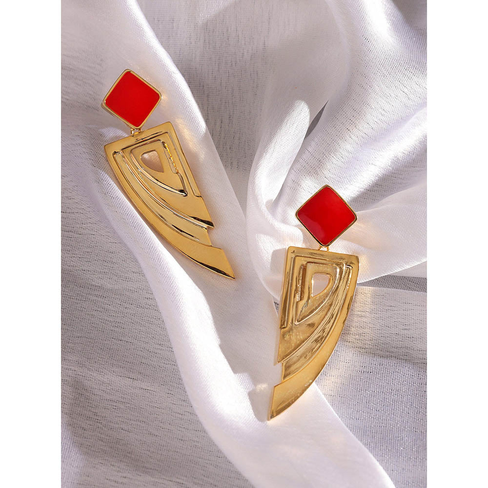 Shaze Gold Rhodium-Plated Cubic Zirconia Thespian Drop Earrings for Women