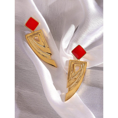 Shaze Gold Rhodium-Plated Cubic Zirconia Thespian Drop Earrings for Women