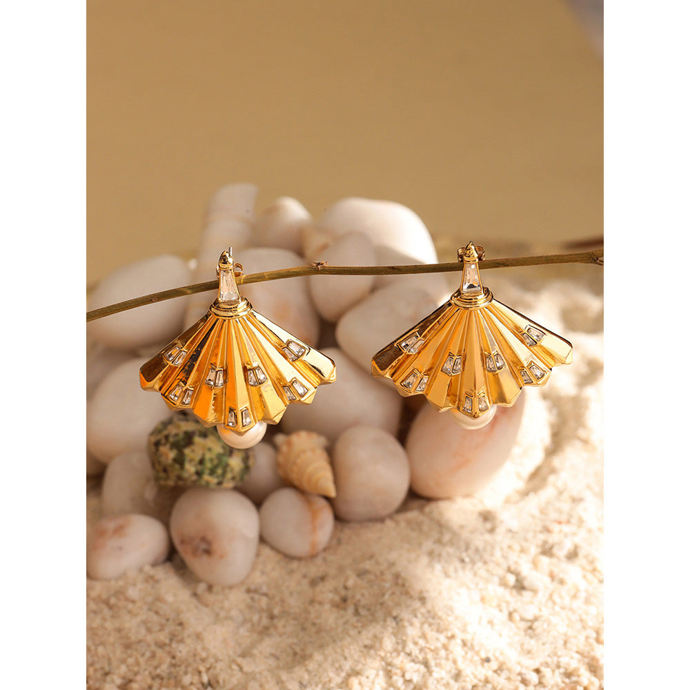 Shaze Gold Rhodium-Plated Cubic Zirconia Spectrum Drop Earrings for Women