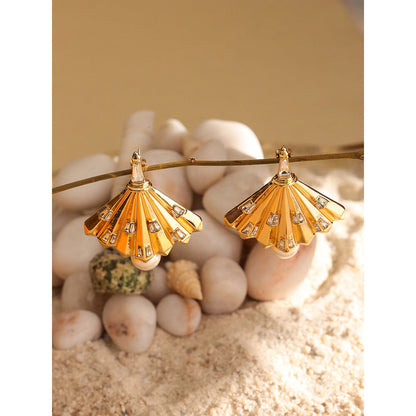 Shaze Gold Rhodium-Plated Cubic Zirconia Spectrum Drop Earrings for Women
