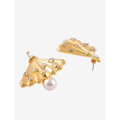 Shaze Gold Rhodium-Plated Cubic Zirconia Spectrum Drop Earrings for Women