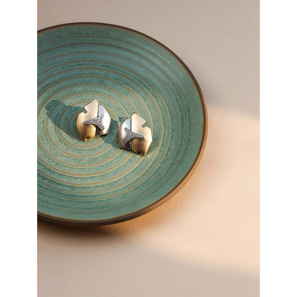 Shaze Gold Rhodium-Plated Cubic Zirconia Centre Cut Stud for Women