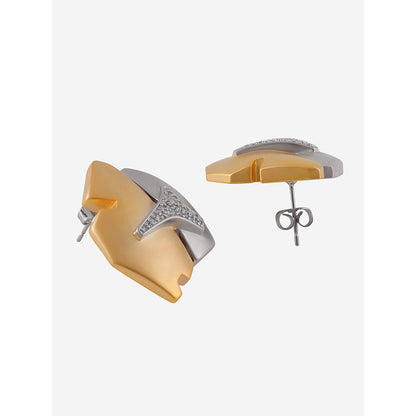 Shaze Gold Rhodium-Plated Cubic Zirconia Centre Cut Stud for Women