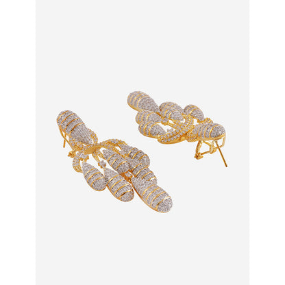 Shaze Gold Rhodium-Plated Cubic Zirconia Dancing Drop Earrings for Women