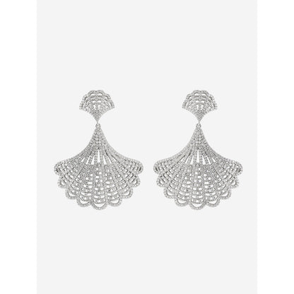Shaze Silver Rhodium-Plated American Diamond Wire-Wings Drop & Dangle Earrings For Women