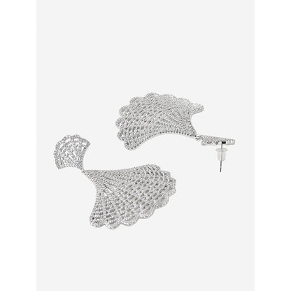 Shaze Silver Rhodium-Plated American Diamond Wire-Wings Drop & Dangle Earrings For Women