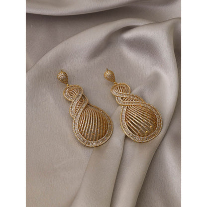 Shaze Gold Rhodium-Plated American Diamond Vortex Drop & Dangle Earrings For Women