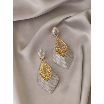 Shaze Gold Rhodium-Plated American Diamond Mix And Mingle Drop & Dangle Earrings For Women