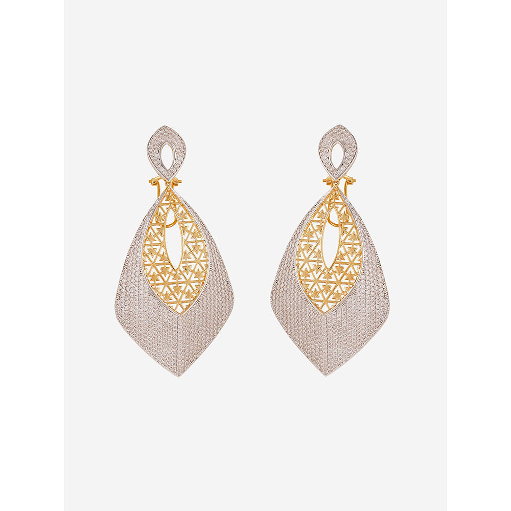 Shaze Gold Rhodium-Plated American Diamond Mix And Mingle Drop & Dangle Earrings For Women