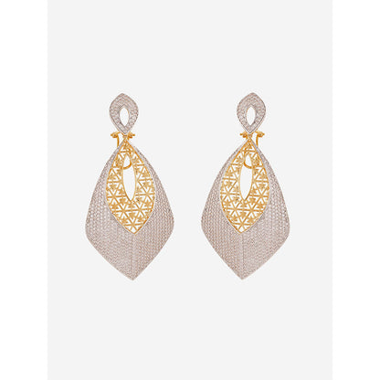 Shaze Gold Rhodium-Plated American Diamond Mix And Mingle Drop & Dangle Earrings For Women