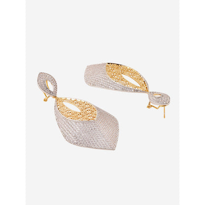 Shaze Gold Rhodium-Plated American Diamond Mix And Mingle Drop & Dangle Earrings For Women