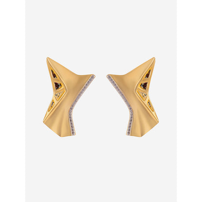 Shaze Gold Rhodium-Plated American Diamond Plate Stud Earrings For Women