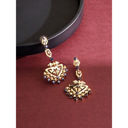 Shaze Gold Rhodium-Plated American Diamond Diaphanous Drop & Dangle Earrings For Women