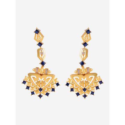 Shaze Gold Rhodium-Plated American Diamond Diaphanous Drop & Dangle Earrings For Women