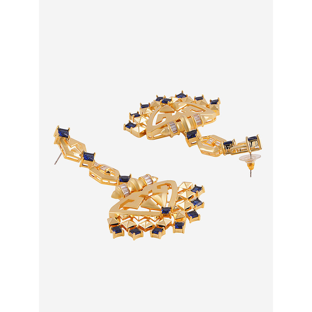 Shaze Gold Rhodium-Plated American Diamond Diaphanous Drop & Dangle Earrings For Women