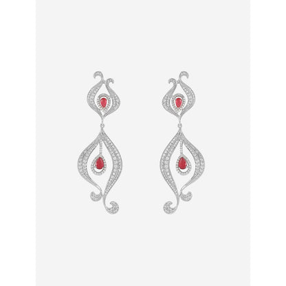 Shaze Silver Rhodium-Plated American Diamond Dancing Bell Drop & Dangle Earrings For Women