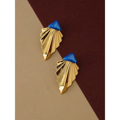 Shaze Gold Rhodium-Plated American Diamond Golden Rays Drop & Dangle Earrings For Women