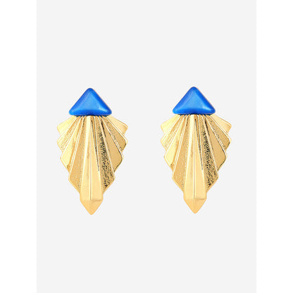 Shaze Gold Rhodium-Plated American Diamond Golden Rays Drop & Dangle Earrings For Women