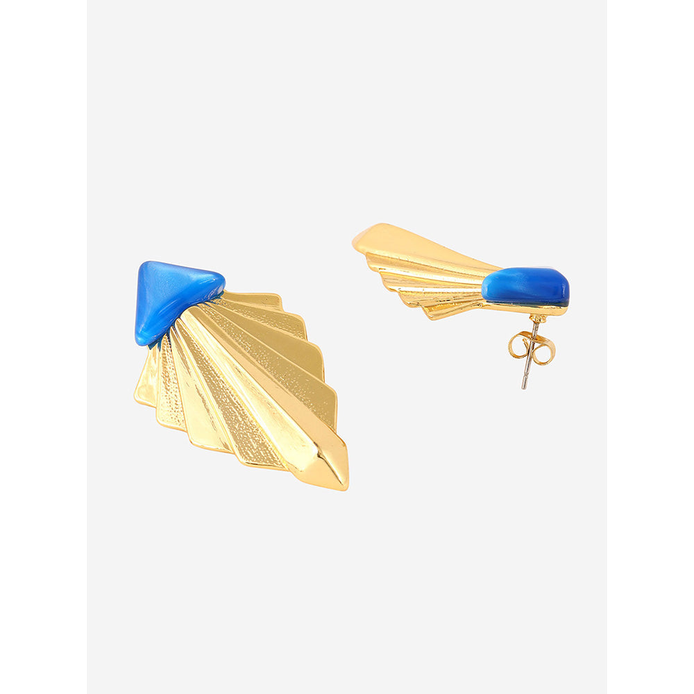 Shaze Gold Rhodium-Plated American Diamond Golden Rays Drop & Dangle Earrings For Women