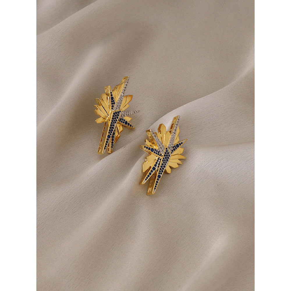 Shaze Gold Rhodium-Plated American Diamond Galaxy Drop & Dangle Earrings For Women