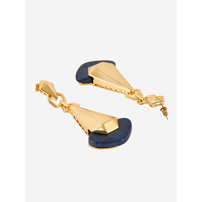 Shaze Gold Rhodium-Plated American Diamond Inscription Drop & Dangle Earrings For Women