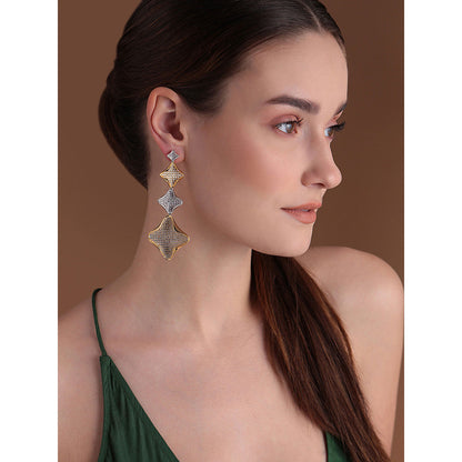 Shaze Gold Rhodium-Plated American Diamond Starfish Drop & Dangle Earrings For Women