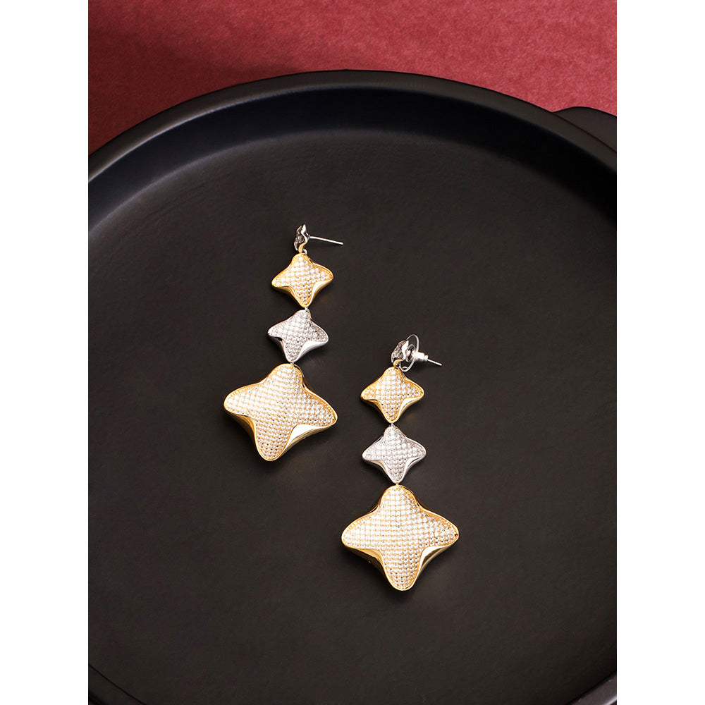 Shaze Gold Rhodium-Plated American Diamond Starfish Drop & Dangle Earrings For Women