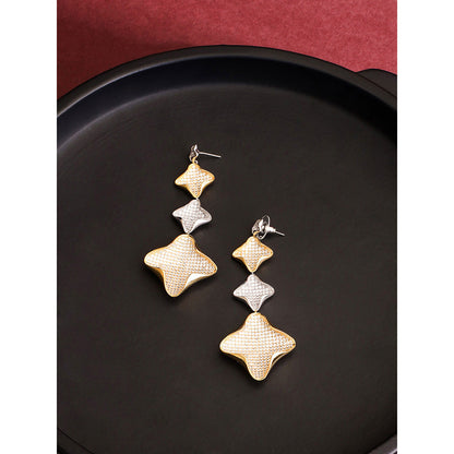 Shaze Gold Rhodium-Plated American Diamond Starfish Drop & Dangle Earrings For Women