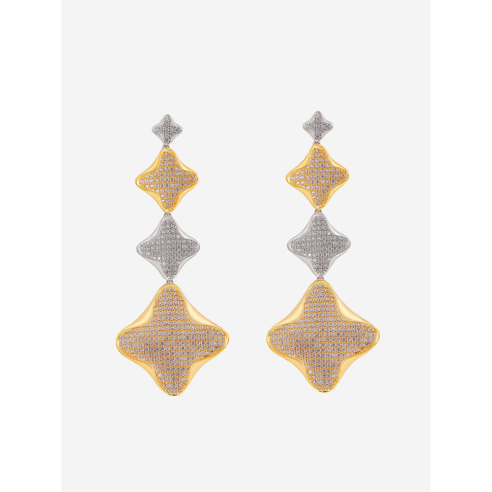 Shaze Gold Rhodium-Plated American Diamond Starfish Drop & Dangle Earrings For Women