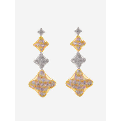 Shaze Gold Rhodium-Plated American Diamond Starfish Drop & Dangle Earrings For Women