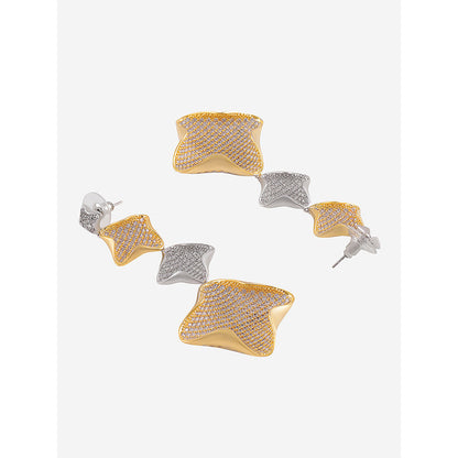 Shaze Gold Rhodium-Plated American Diamond Starfish Drop & Dangle Earrings For Women